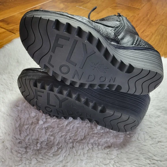 Fly London Yezi Leather Ankle Boots Women's 41 / US 10 Black - Picture 12 of 12